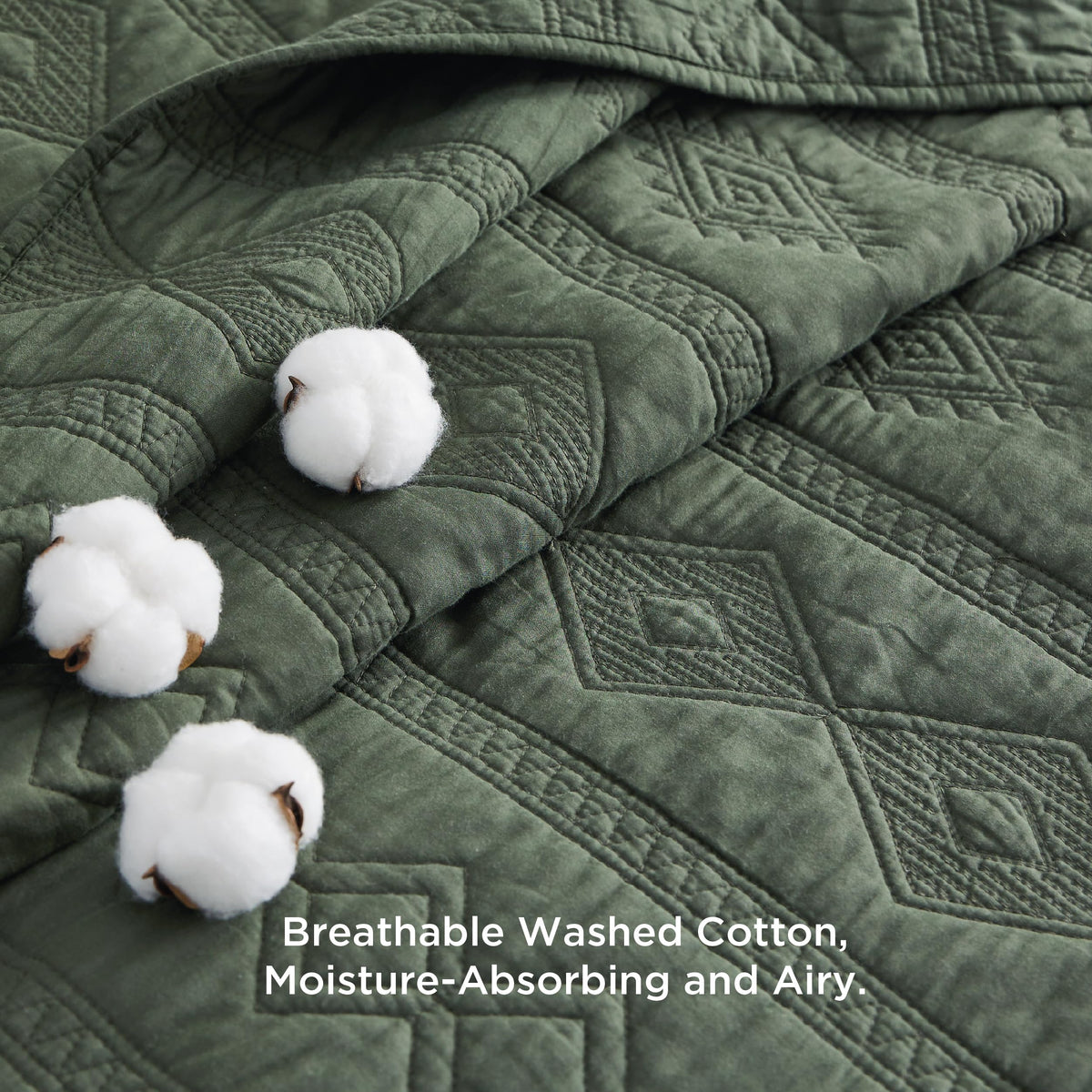 Bedsure olive green quilt folded for compact packaging and storage