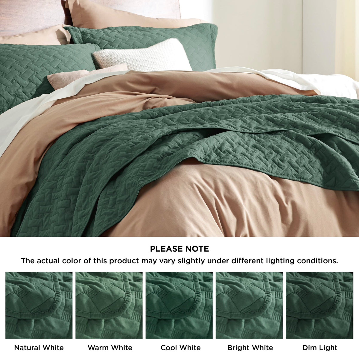 Bedsure quilt laid flat on bed to illustrate size and depth.