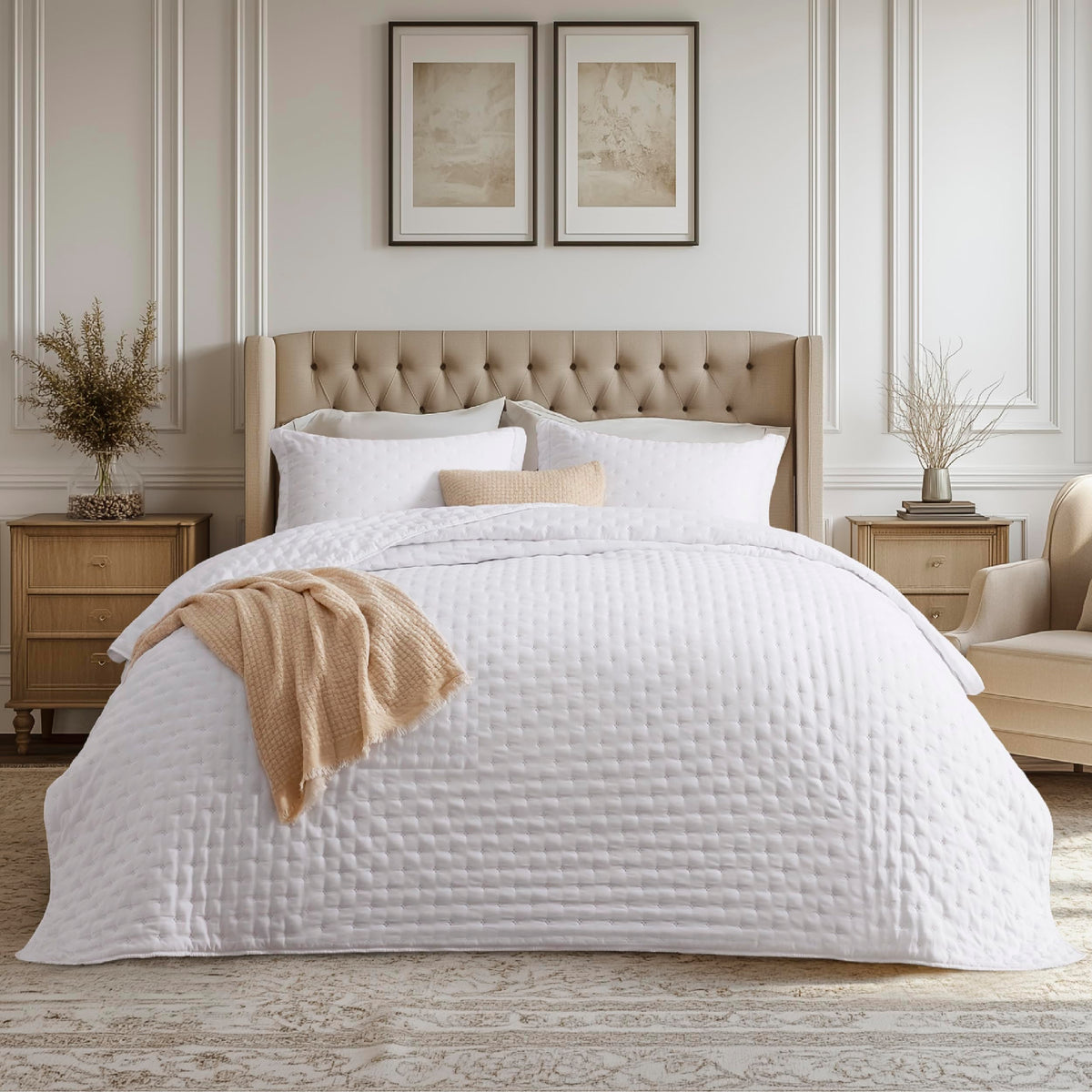 Bedsure quilt queen size showing brushed microfiber softness for a cozy night.