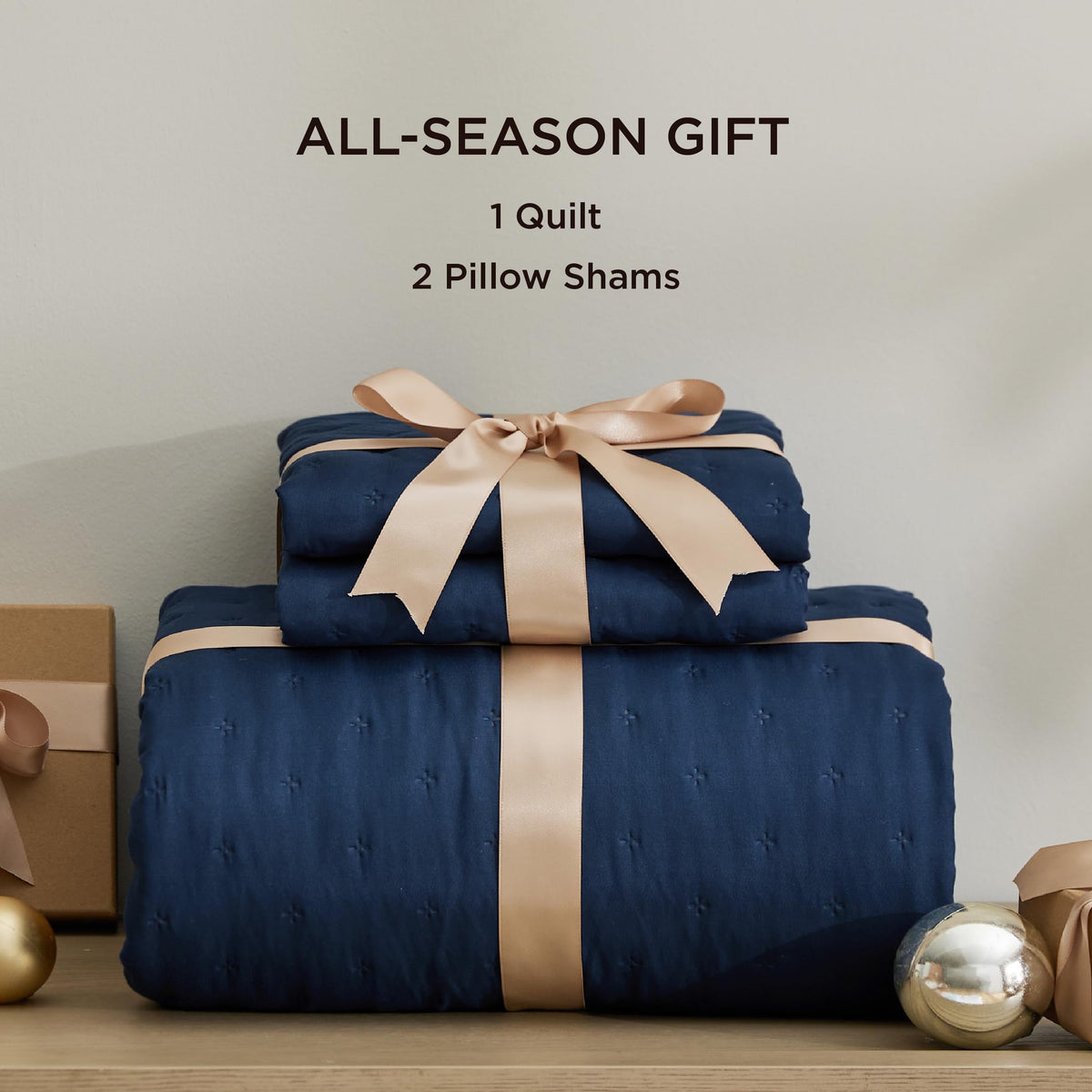 Bedsure quilt ultrasonic stitched navy finish reduces seam slippage