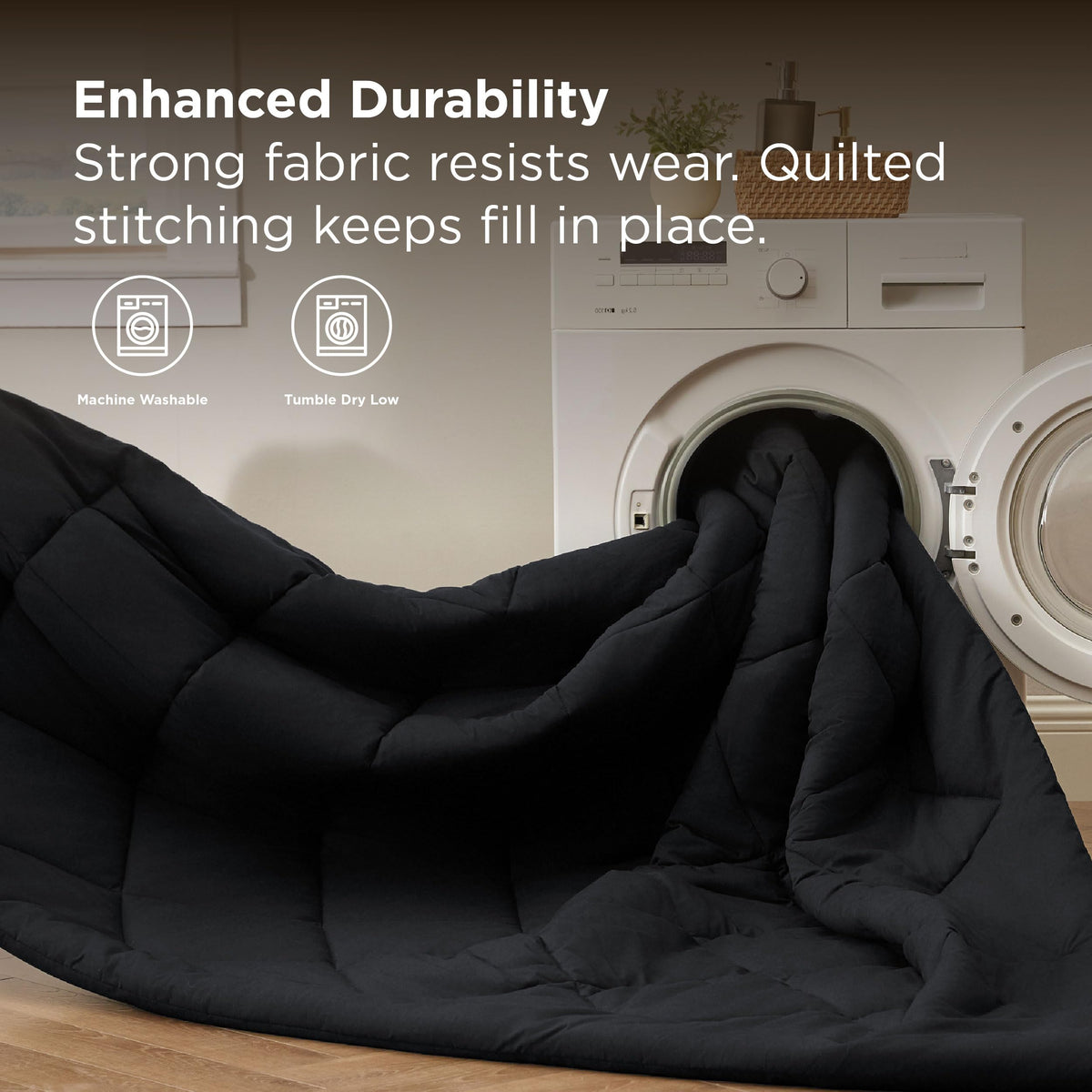 Bedsure quilting-detail black comforter showcases durable stitching and plush warmth