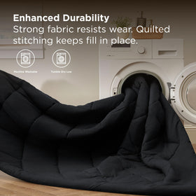 Bedsure quilting-detail black comforter showcases durable stitching and plush warmth