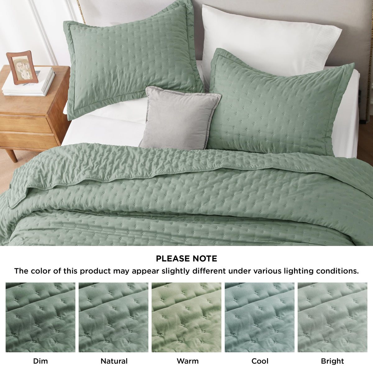 Bedsure Quilts Queen Sage Green machine washable setup for easy care