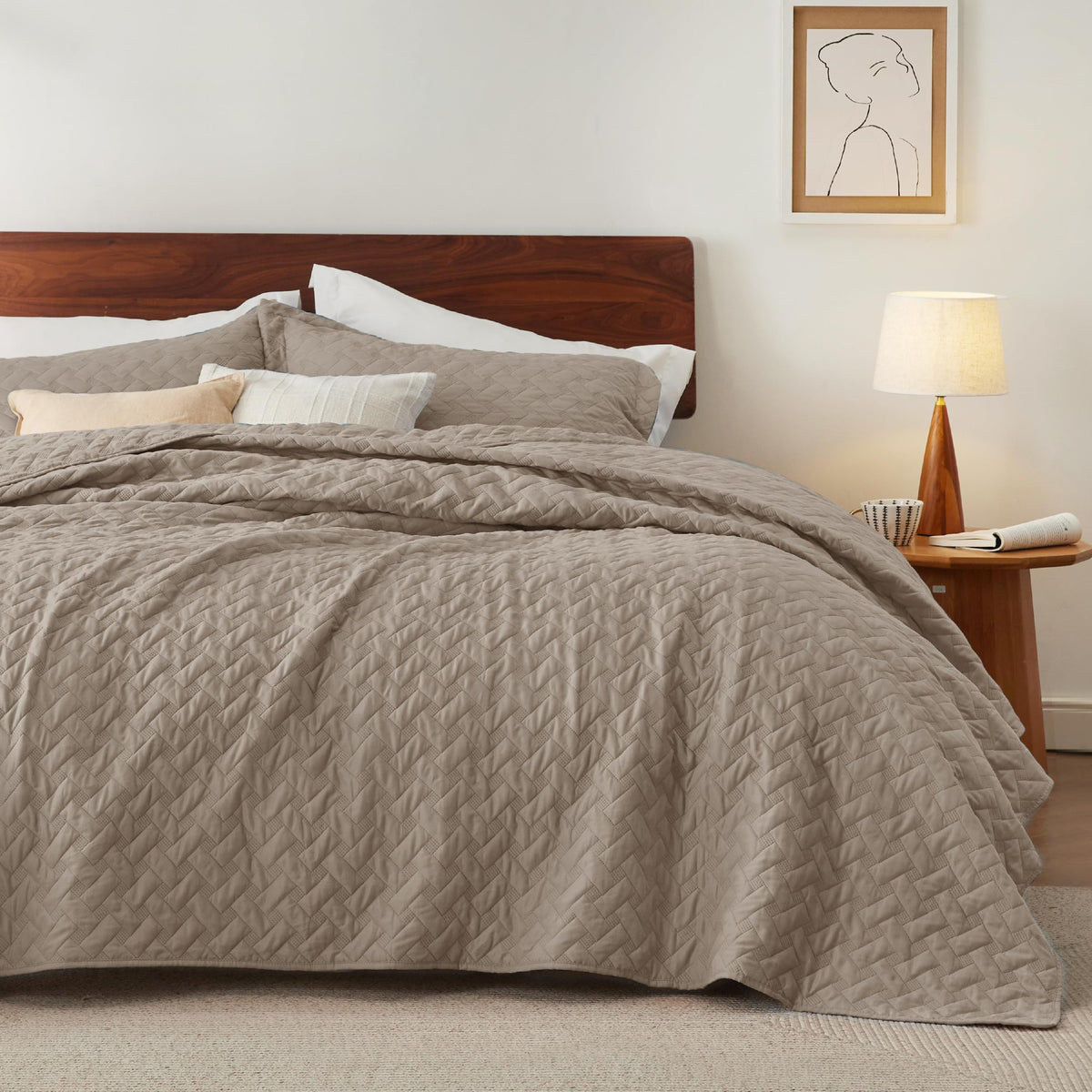 Bedsure quilt with basket weave pattern offering timeless style and year round warmth