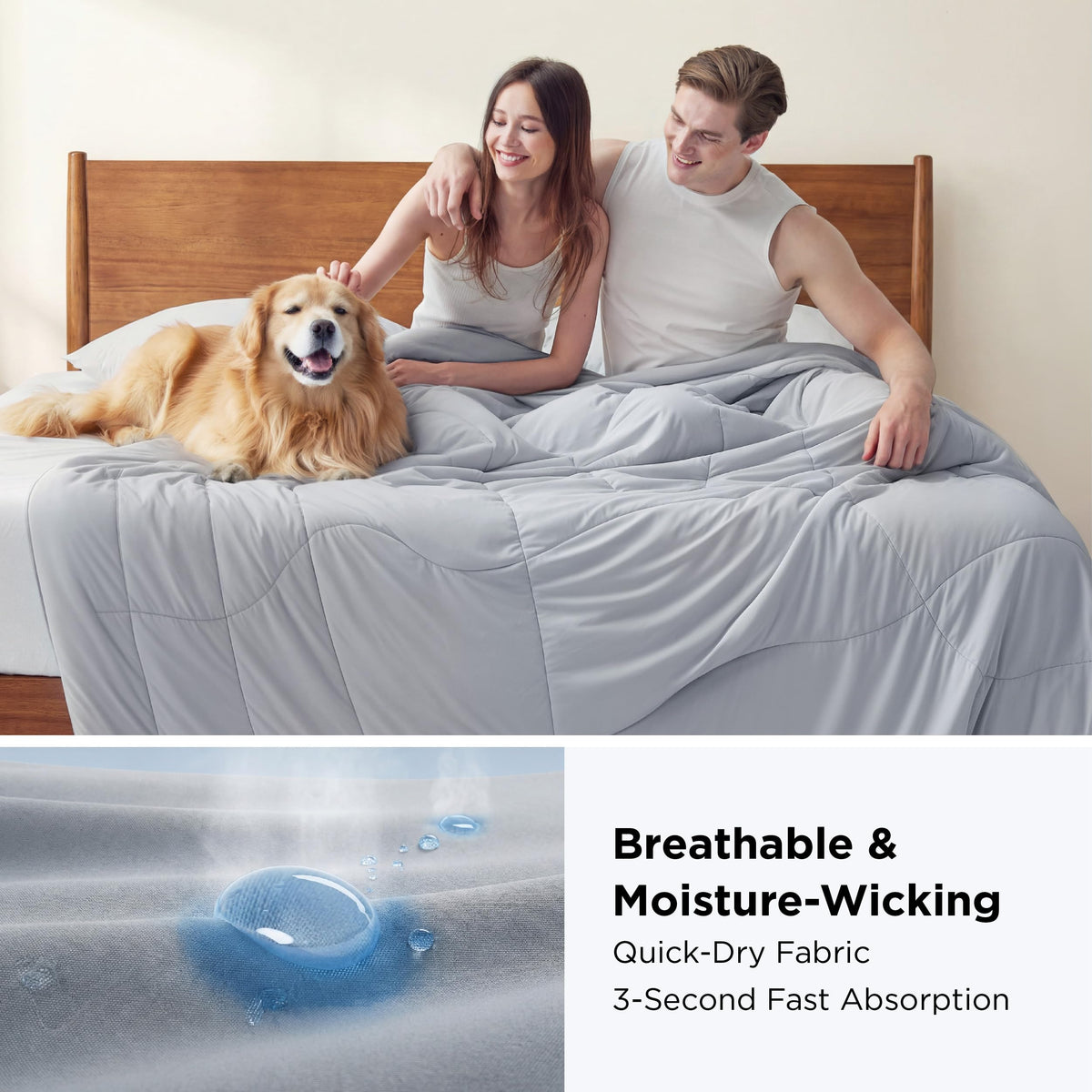 Bedsure rayon-blend fill enhances airflow for comfortable sleep without overheating.