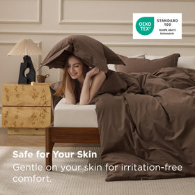 Bedsure relaxed linen-like texture adds cozy, lived-in appeal.