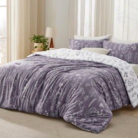 Bedsure reversible botanical flowers comforter for two decor looks.