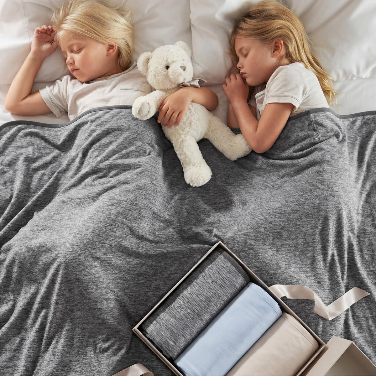 Bedsure reversible cooling blanket showing cooling and bamboo rayon sides