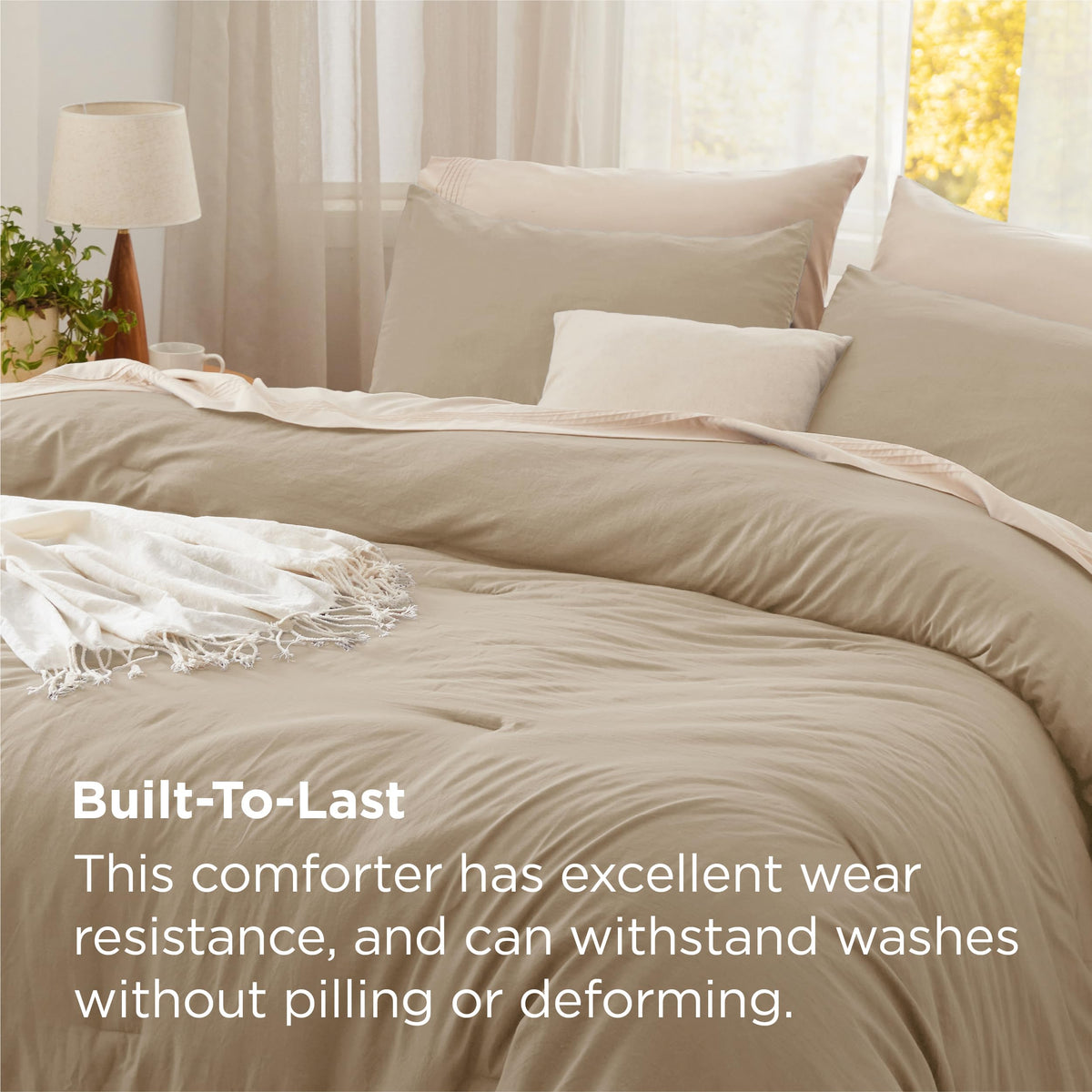 Bedsure reversible design khaki and contrast color highlight versatility.