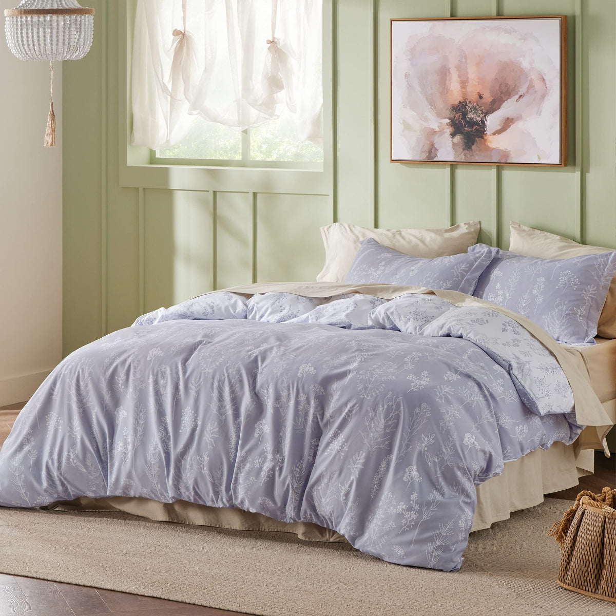 Bedsure reversible floral comforter and shams show dual patterns for easy decor swaps
