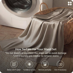 Bedsure room shot features taupe bedding for a calm, coordinated bedroom