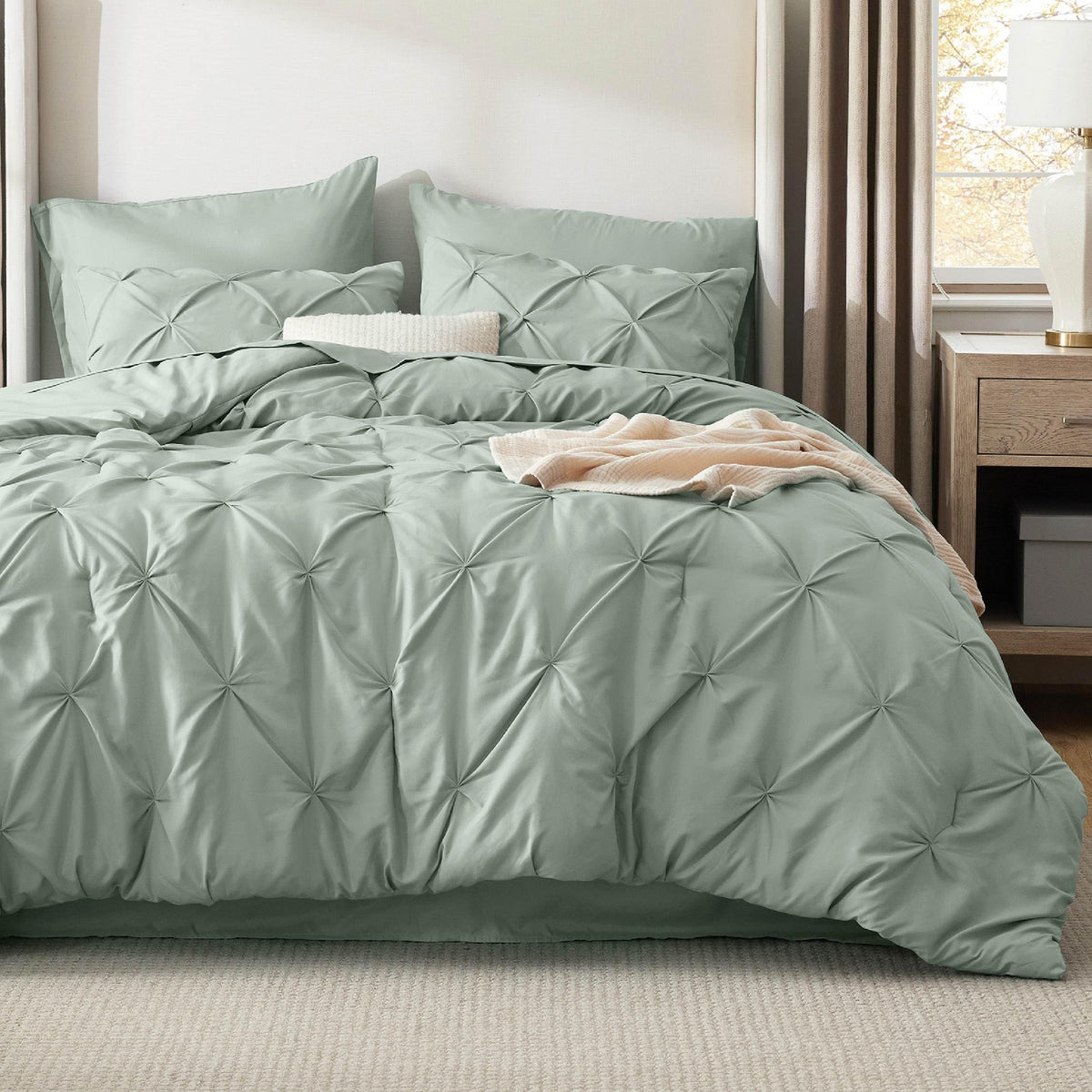 Bedsure comforter close-up shows ultra-soft microfiber for cozy sleep