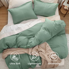 Bedsure sage green oversized king pillow shams set enhances coordinated bedroom look.