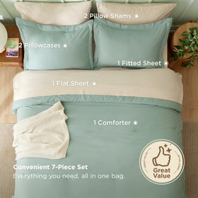 Bedsure sage-green pillow sham pair adds structured color and practical comfort