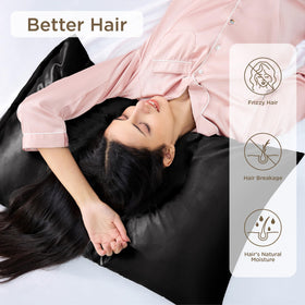 Bedsure satin pillowcase 4-pack reduces skin marks for morning freshness.