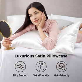 Bedsure satin pillowcase close-up shows silky texture ideal for frizz control.