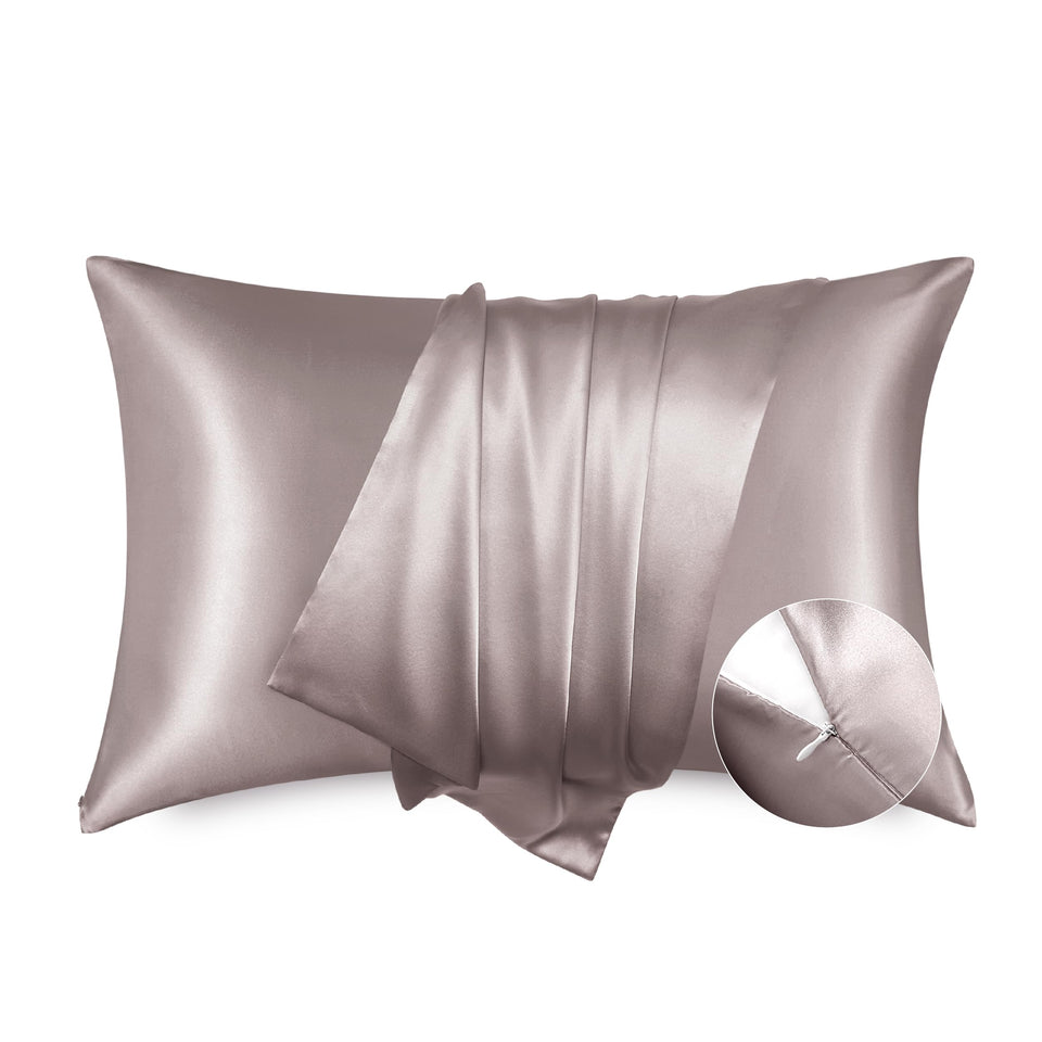 Bedsure satin pillowcase with zipper, 2-pack, smooth, low-friction sleep for hair health