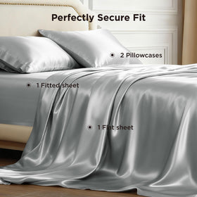 Bedsure satin sheets queen care instructions card illustrates easy washing tips