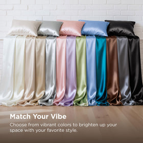 Bedsure satin sheets queen silver grey color option in a stylish bed