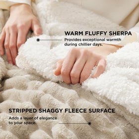 Bedsure Sherpa blanket on winter couch creates a warm, inviting space.