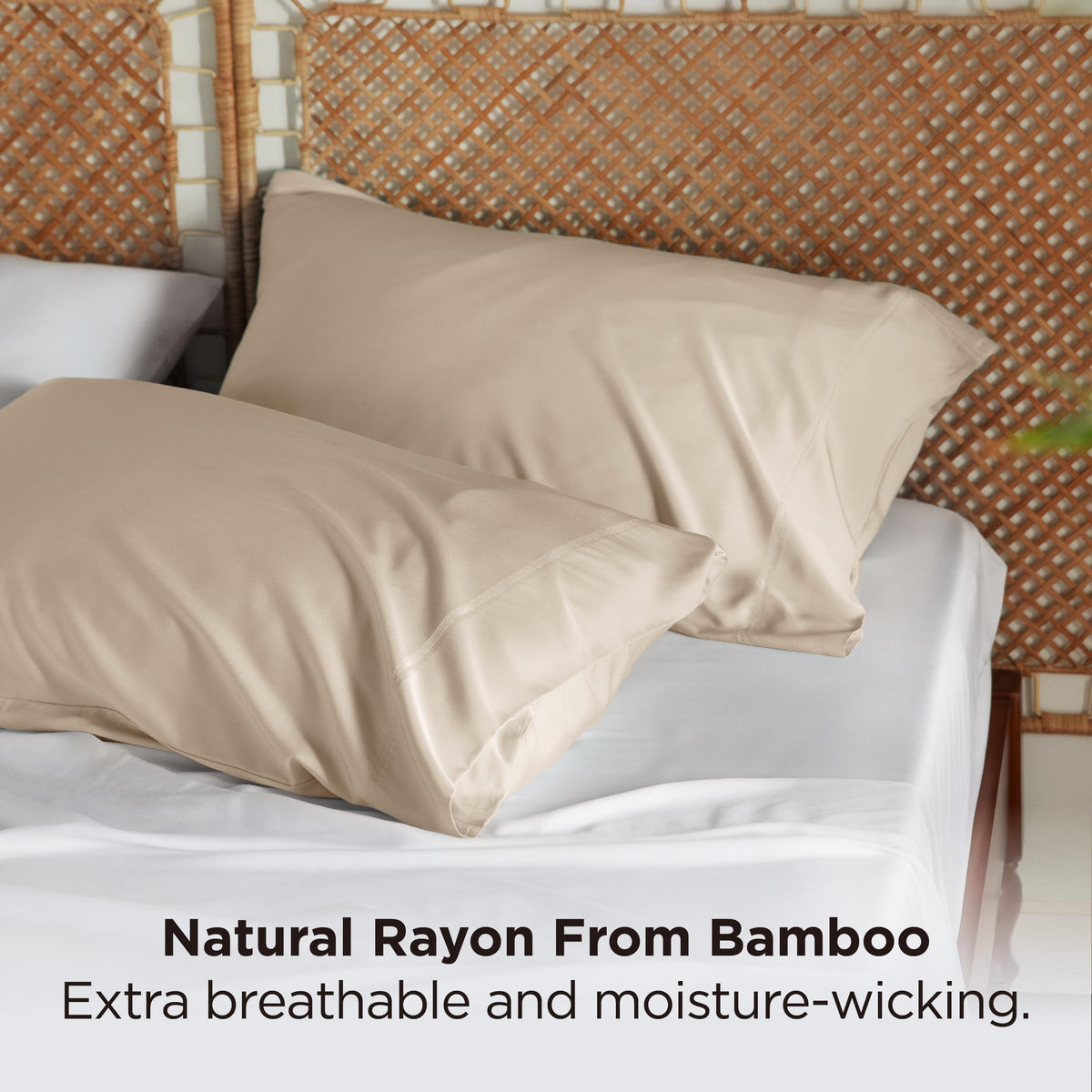 Bedsure silk-soft twill weave close-up, reduces hair snag and skin friction.