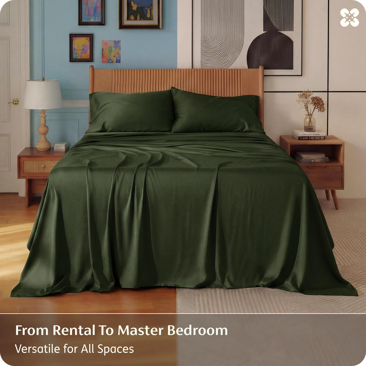 Bedsure olive green bedding shows silky soft touch.