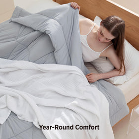 Bedsure sleep-enhancing cooling blanket promotes comfortable nights and airflow.