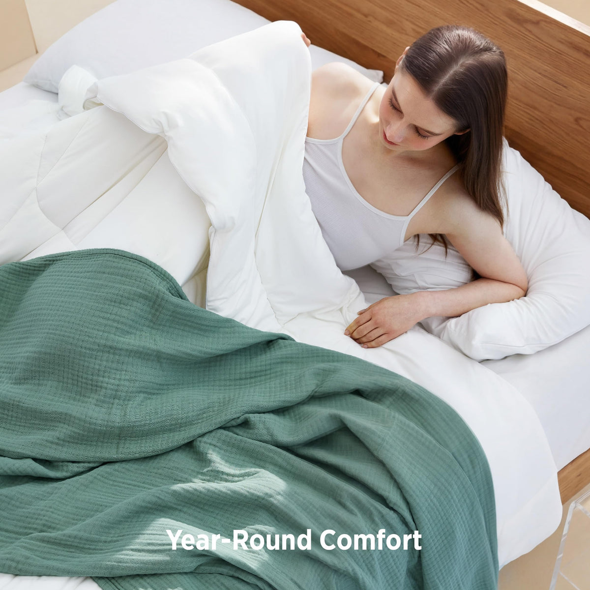 Bedsure sleep-ready cooling comforter supports cooler nights.