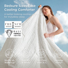Bedsure SleepEase seersucker texture closeup adds breathable, modern bedroom style
