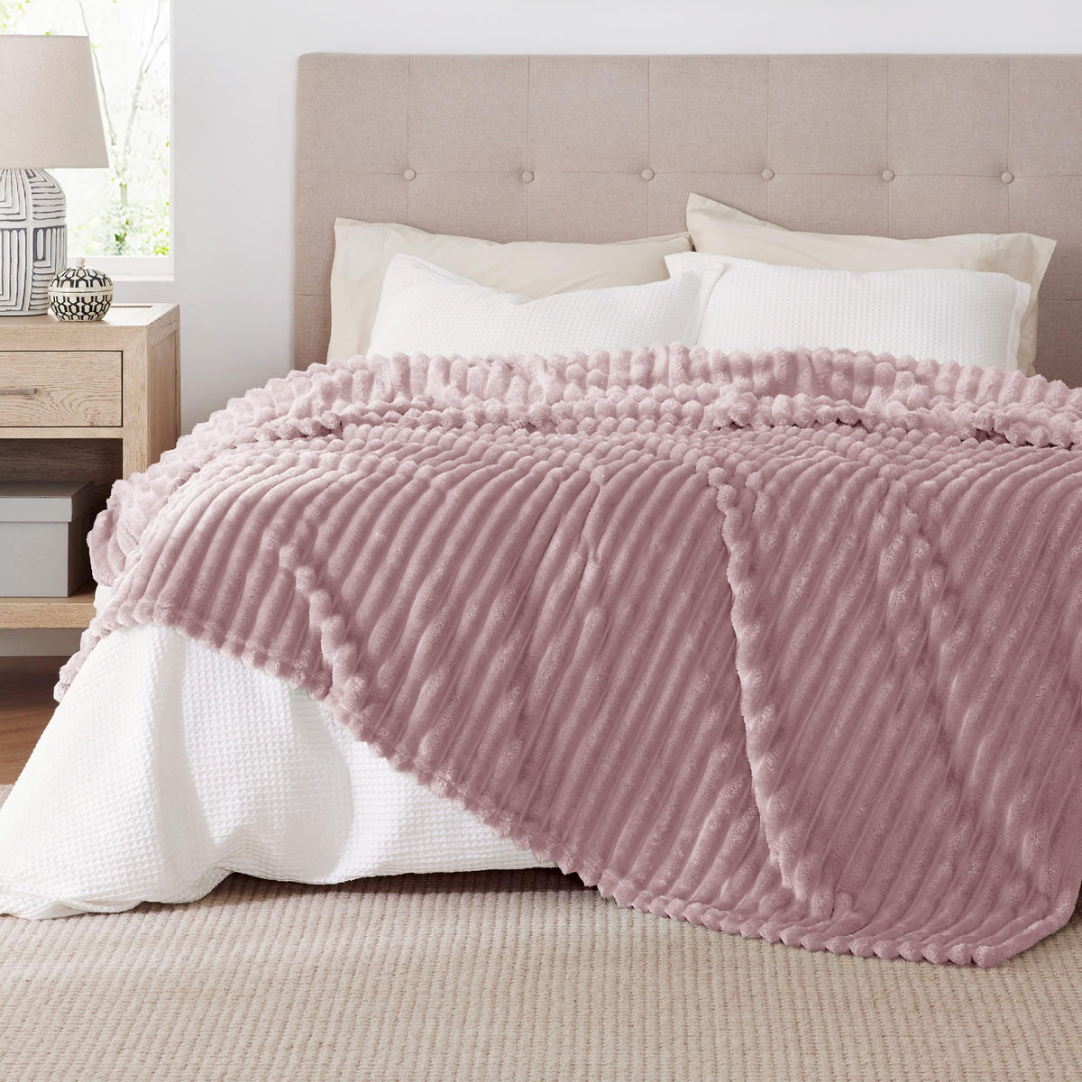 Bedsure soft blanket in living room enhances relaxation and coziness.