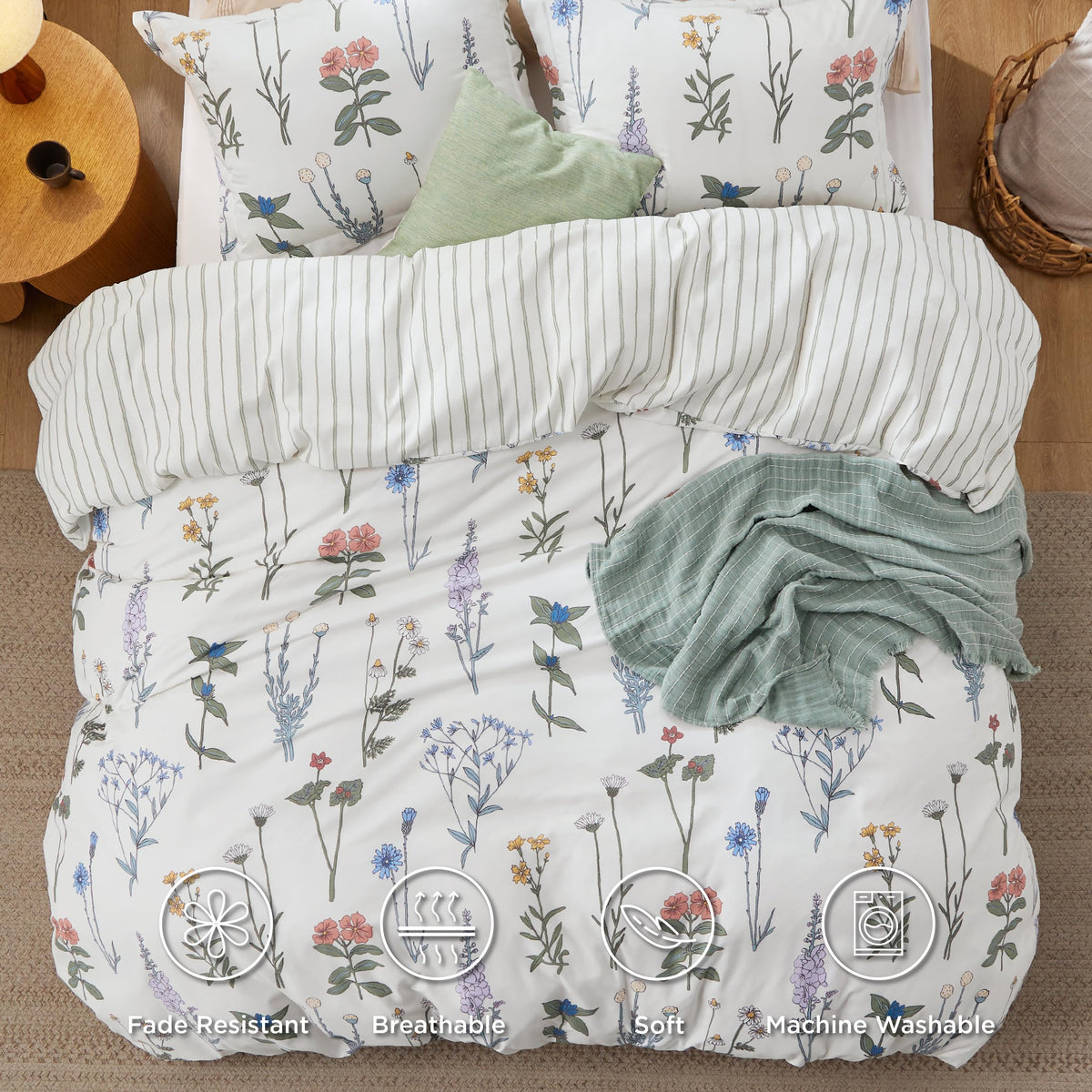Bedsure soft-brushed-fabric close-up highlights gentle touch and comfort.
