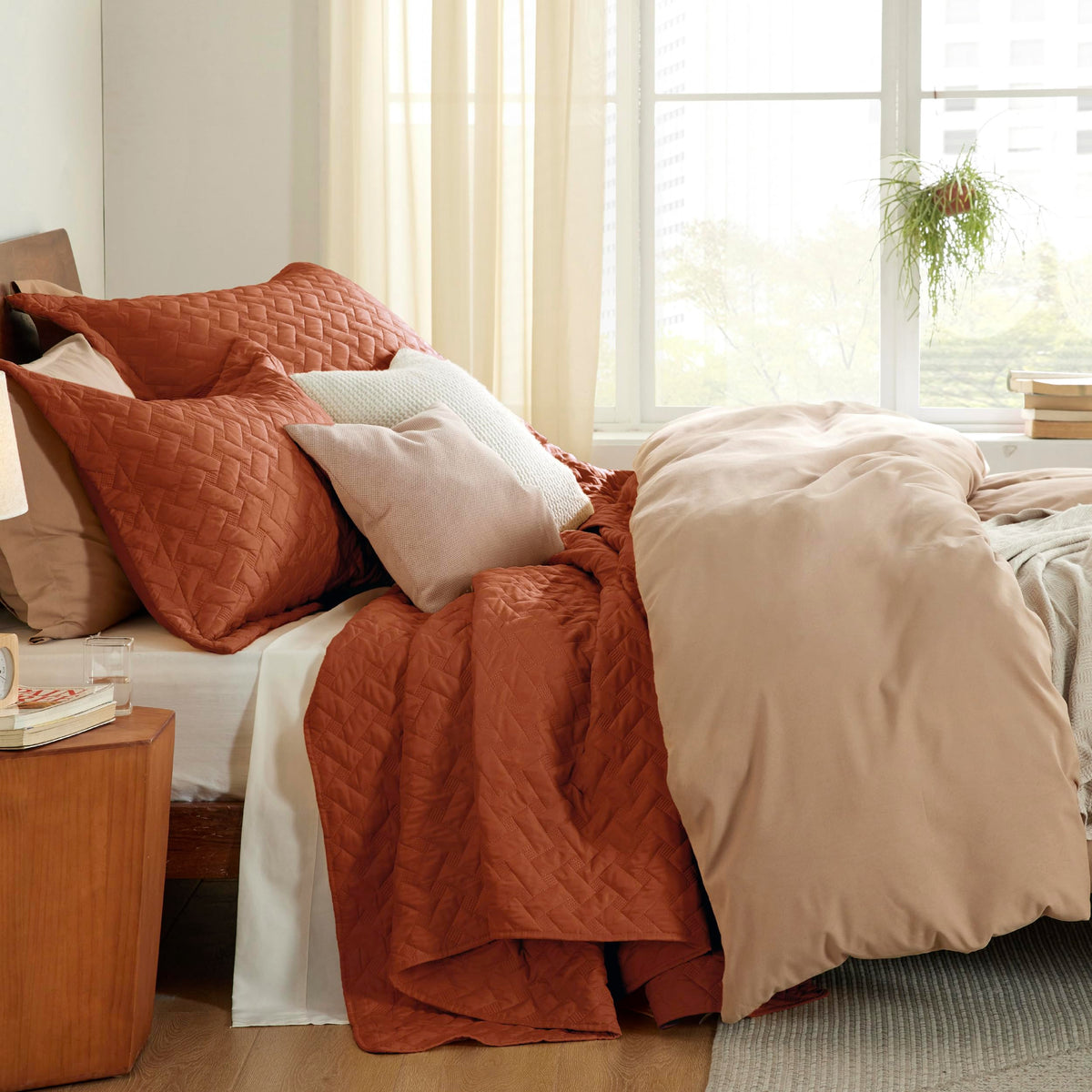 Bedsure soft brushed fabric close-up, gentle touch against skin