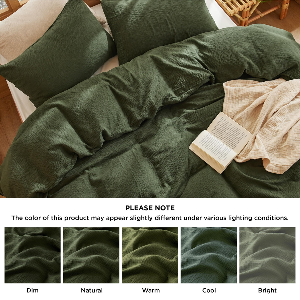 Bedsure soft cotton gauze look displayed on a bed