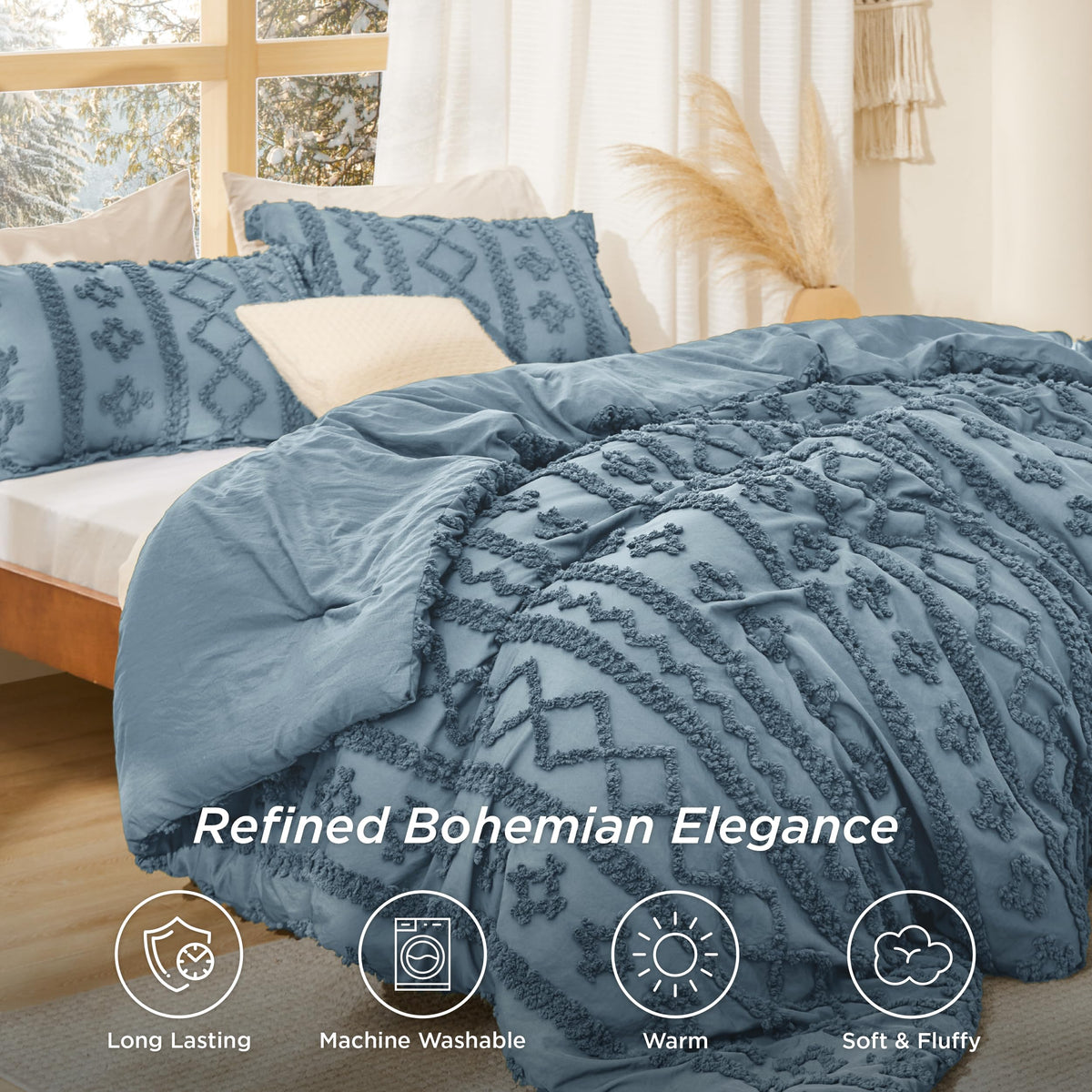 Bedsure soft jacquard fabric close-up showing gentle texture and premium weave.