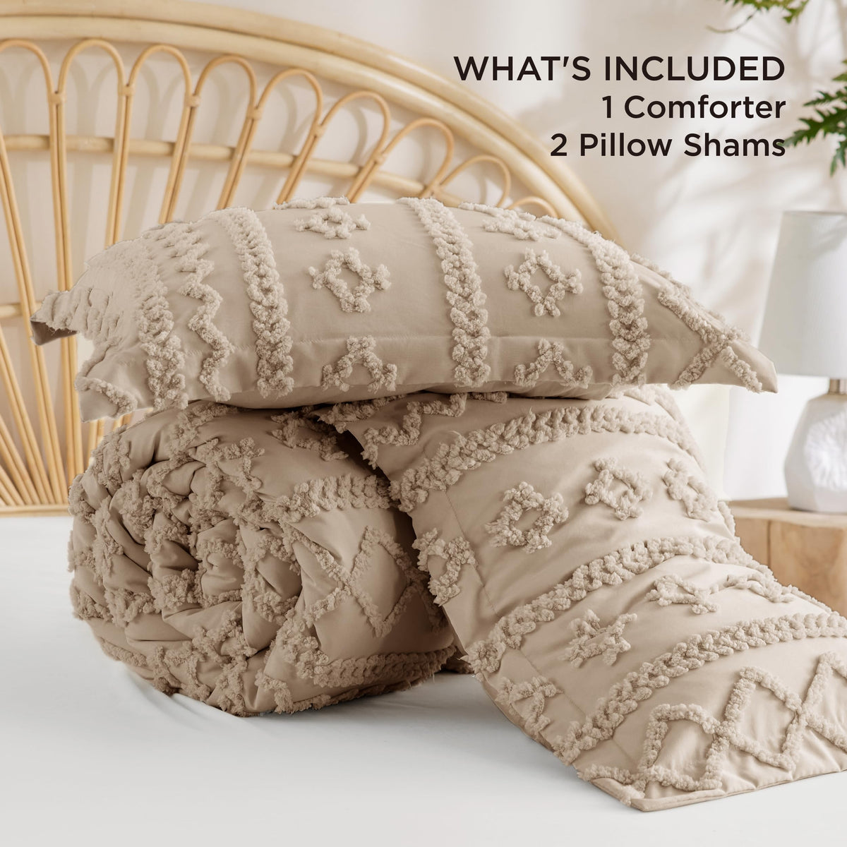 Bedsure soft jacquard fabric king comforter elevates the cozy feel.