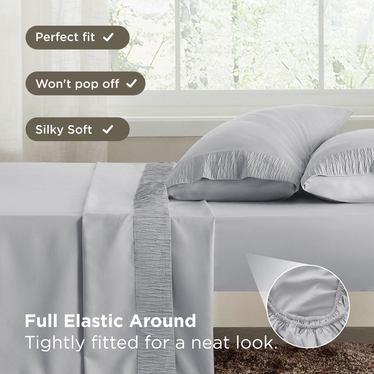 Bedsure soft microfiber finish feels smooth on skin.