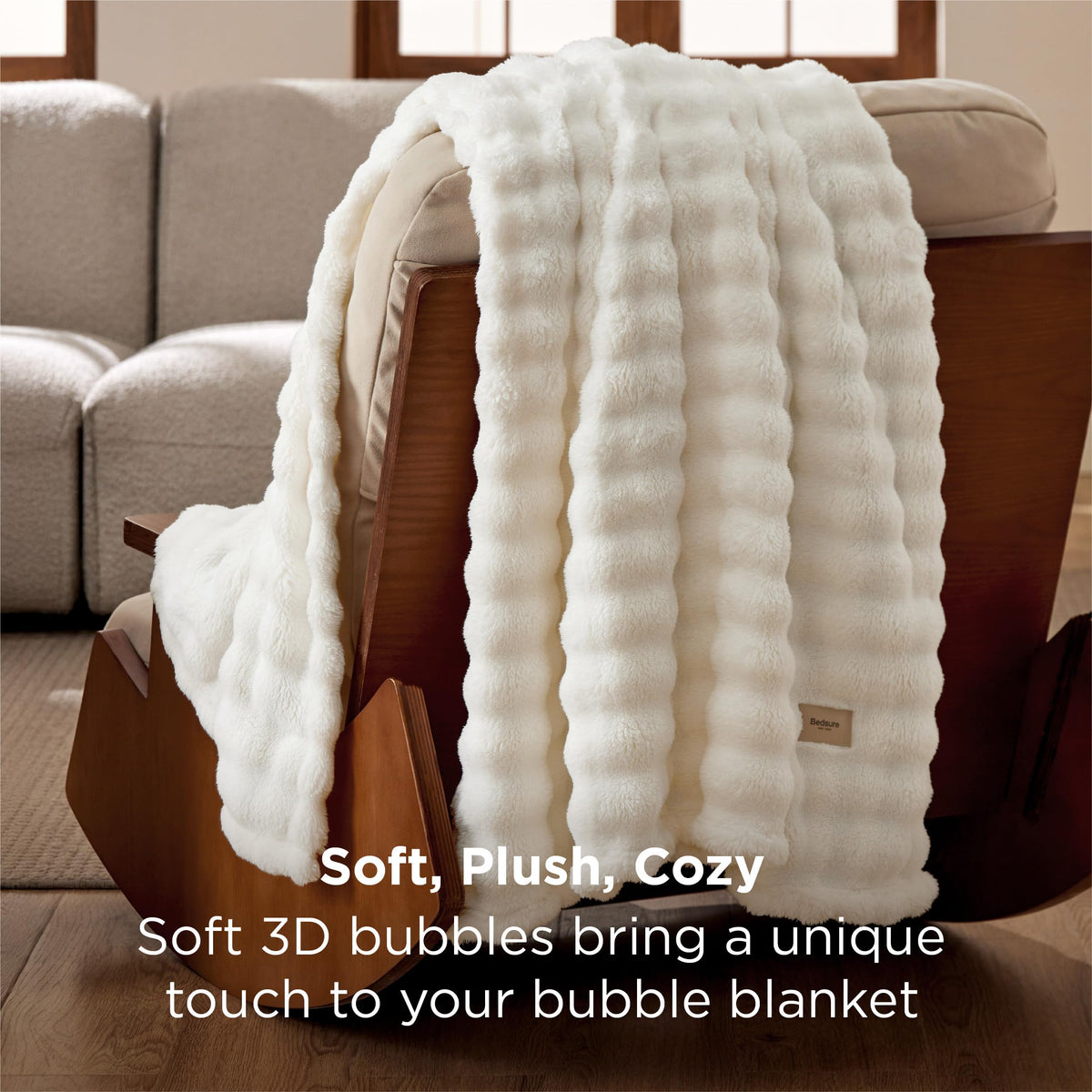 Bedsure soft-plush fabric blanket delivers lightweight warmth and comfort.