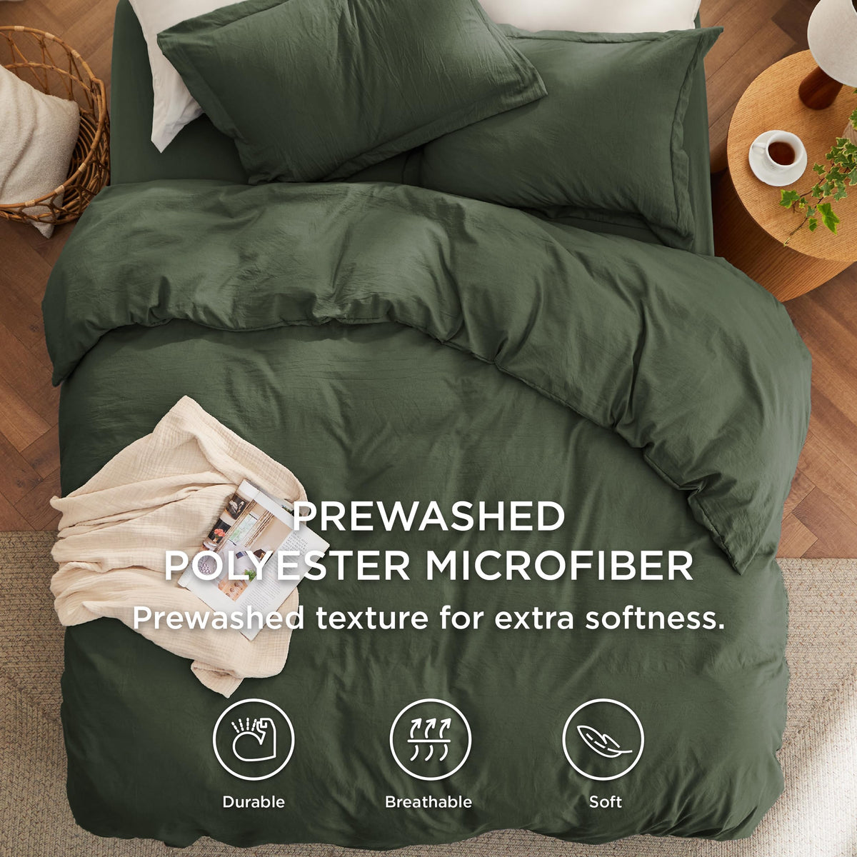 Bedsure soft polyester microfiber close-up shows plush handfeel.