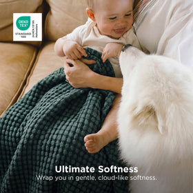 Bedsure soft-texture blanket draped on a stylish bedroom setup