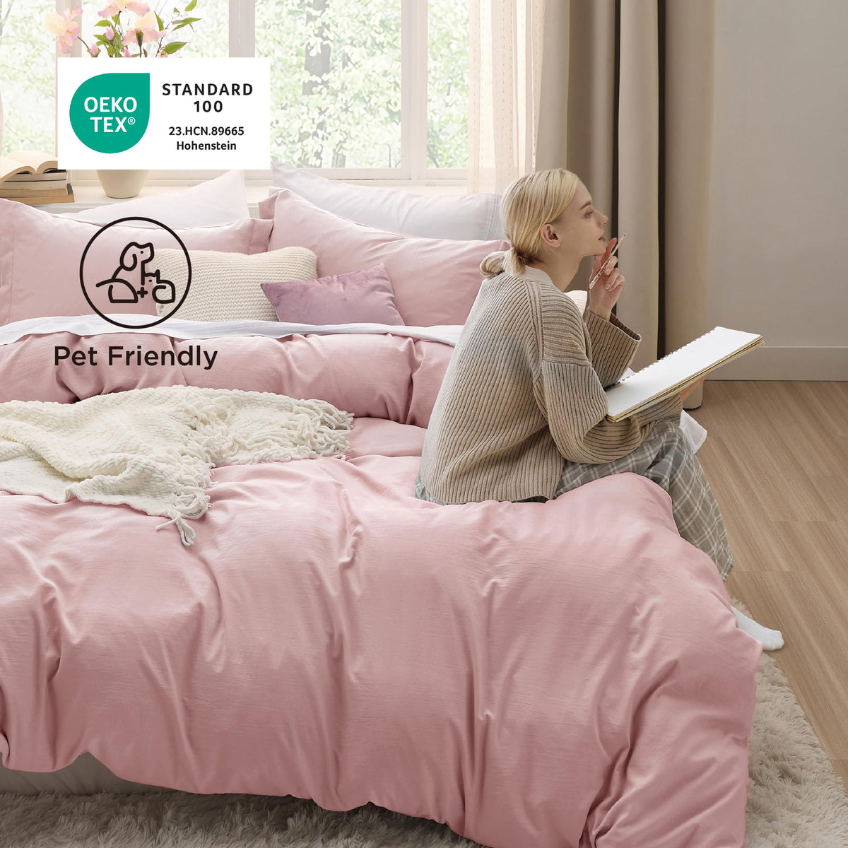Bedsure soft polyester microfiber texture promises breathable comfort