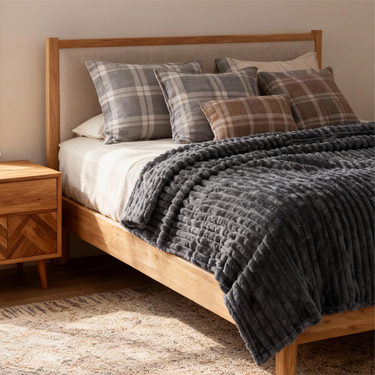Soft and warm Bedsure blanket ideal for bed or couch.