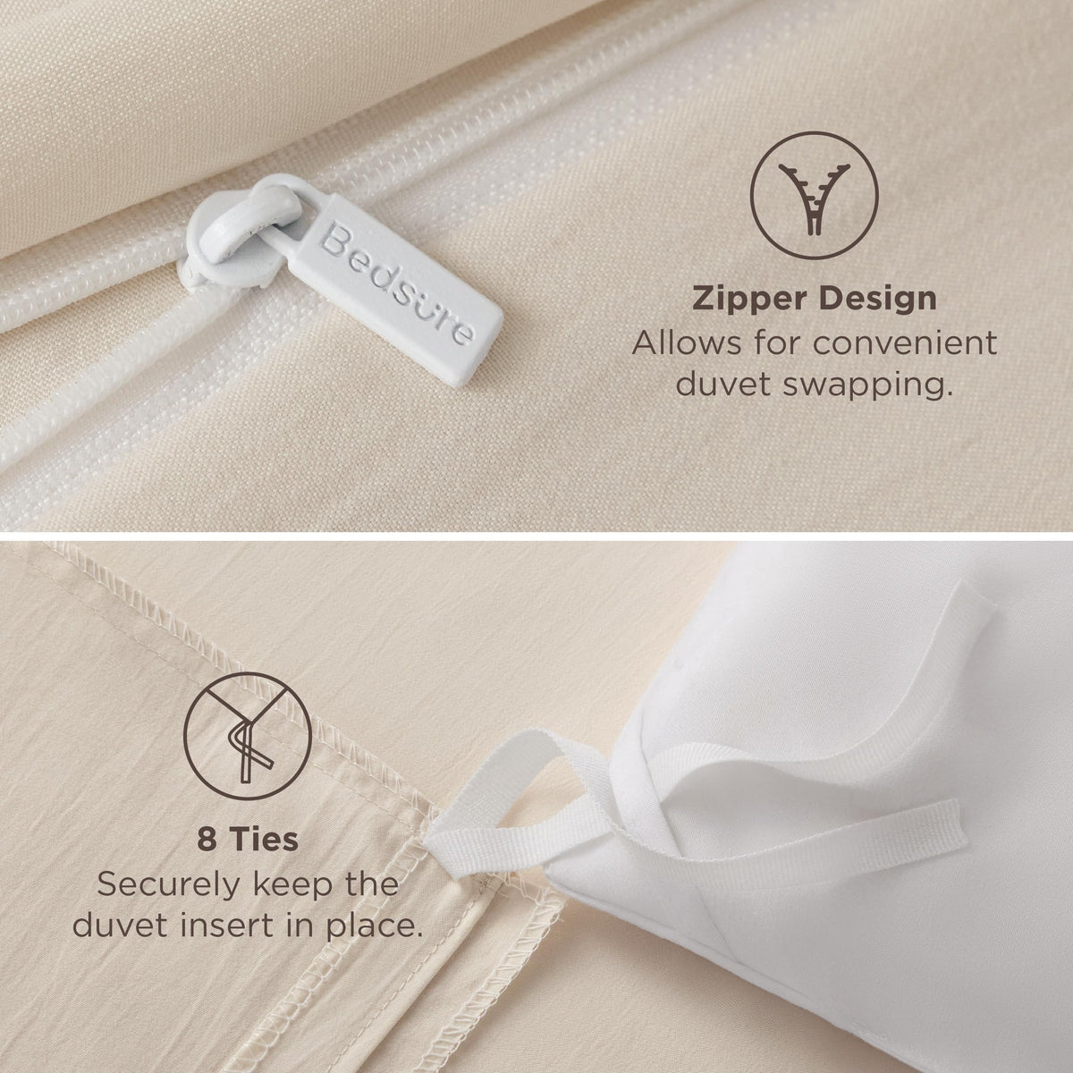 Bedsure stitched edges emphasize durable seams for long-lasting bedding