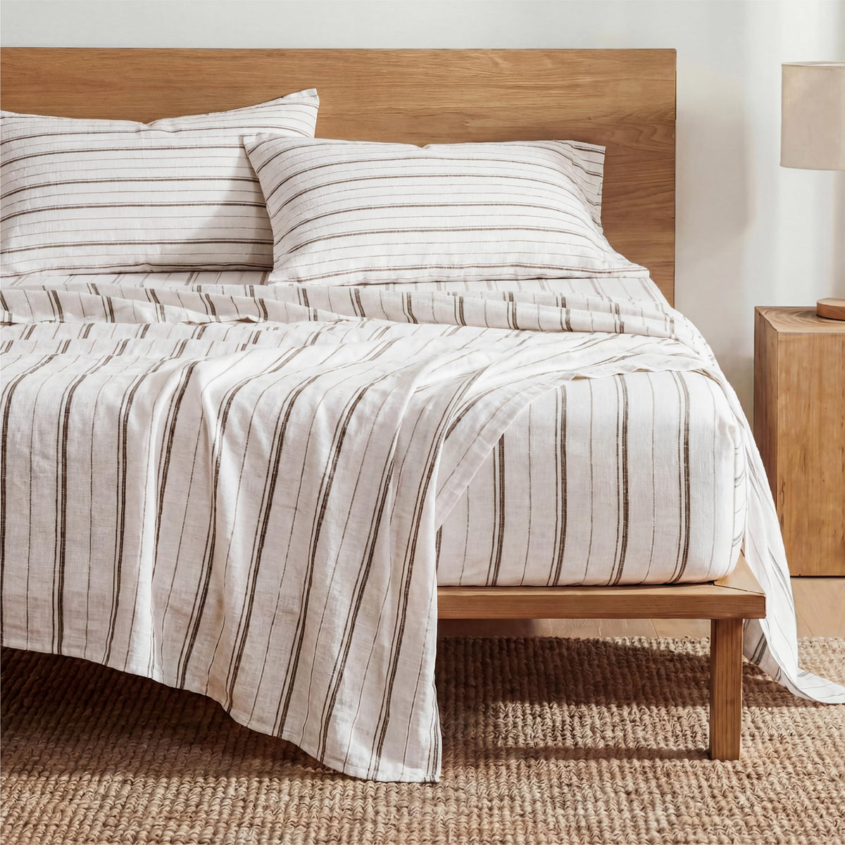 Bedsure striped king sheet set with deep pockets ensures secure fit on up to 16-inch mattresses.