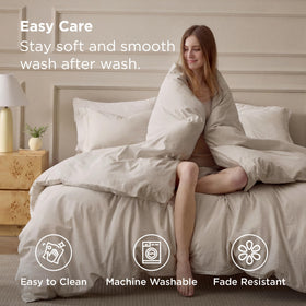 Close-up shows subtle wrinkles for lived-in Bedsure fabric.