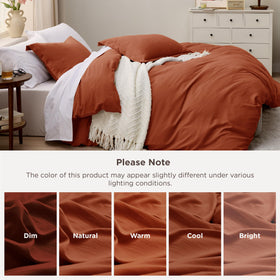 Bedsure terracotta duvet cover king folded on bed display