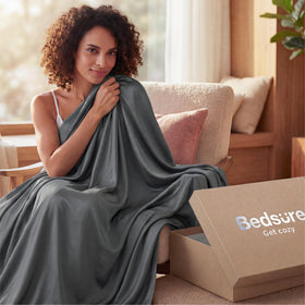 Bedsure travel friendly blanket fits easily into luggage and stays cool.