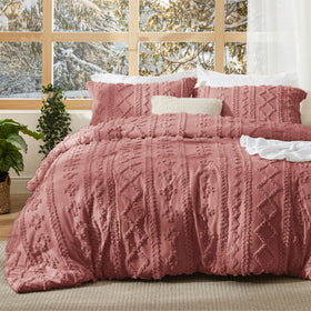 Bedsure tufted boho comforter set close-up of embroidered tufts for refined bedroom decor