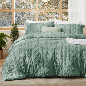 Bedsure tufted boho comforter queen green adds refined texture to your bed.