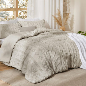 Bedsure 3D tuft embroidery detail enhancing bedding depth