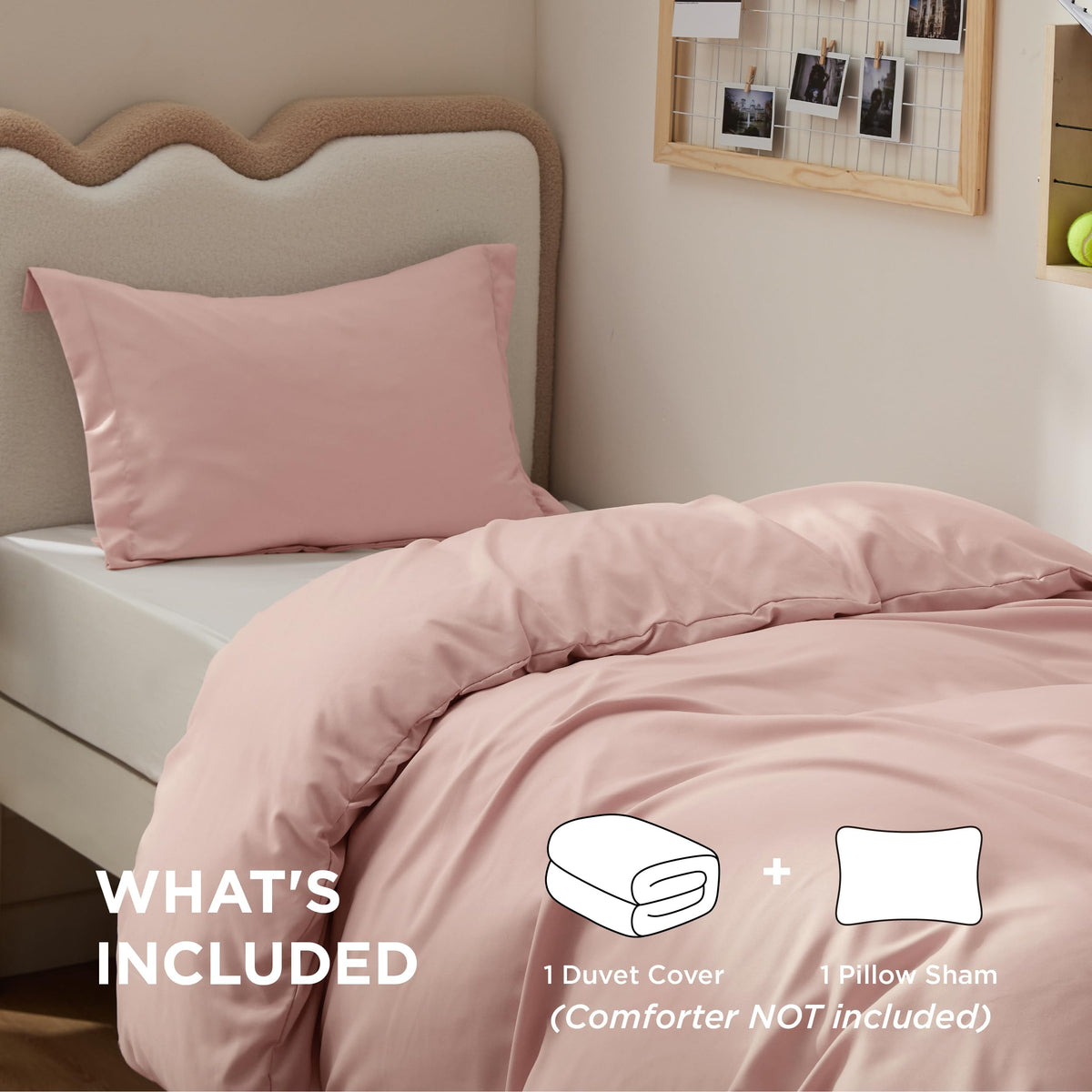 Bedsure duvet cover blush pink fabric close-up highlighting softness